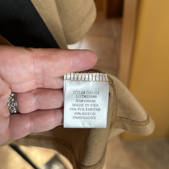 Slinky Brand Stretch Open Front Cardigan Tan Black Size 2X - Picture 3 of 5